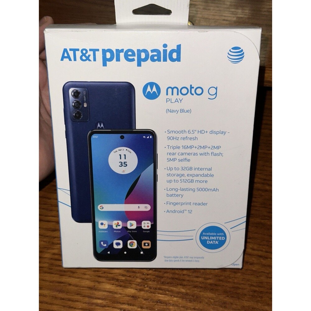 Motorola Moto G Play (2024) Blue AT&T Prepaid Smartphone 64GB NEW FACTORY SEALED